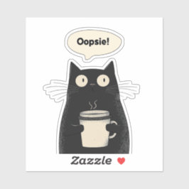 Adorable Black Cat Minimalistischer Kaffee Oopsie  Aufkleber