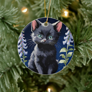 Adorable Black Cat Ornaments Keramik Ornament