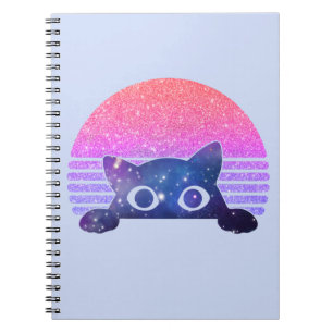 Adorable Black Cat Peeking - Niedliche Feline Notizblock