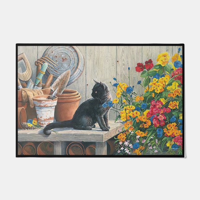 Adorable Black Cat Rug, Tierfreunde  Fußmatte (Vorderseite)