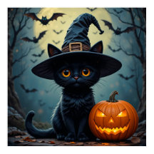 Adorable Black Cat Wear Hexenhut