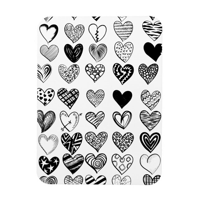 Adorable Black Heart Scribble Drawing Magnet (Vertikal)
