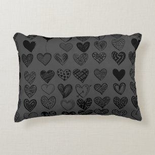 Adorable Black Heart Scribble Zeichnend Dekokissen