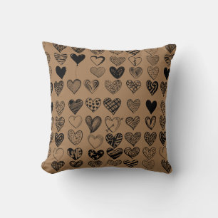 Adorable Black Heart Scribble Zeichnend Kissen