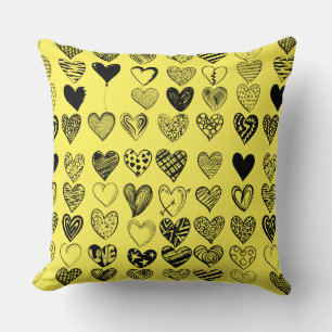 Adorable Black Heart Scribble Zeichnend Kissen