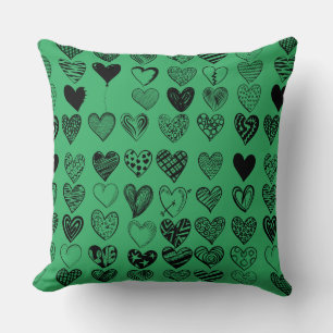 Adorable Black Heart Scribble Zeichnend Kissen