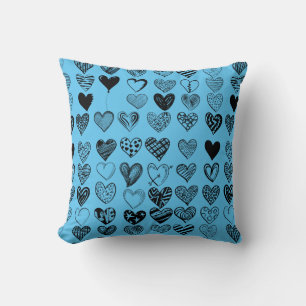 Adorable Black Heart Scribble Zeichnend Kissen