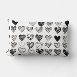 Adorable Black Heart Scribble Zeichnend Lendenkissen