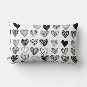 Adorable Black Heart Scribble Zeichnend Lendenkissen