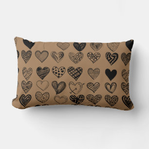 Adorable Black Heart Scribble Zeichnend Lendenkissen