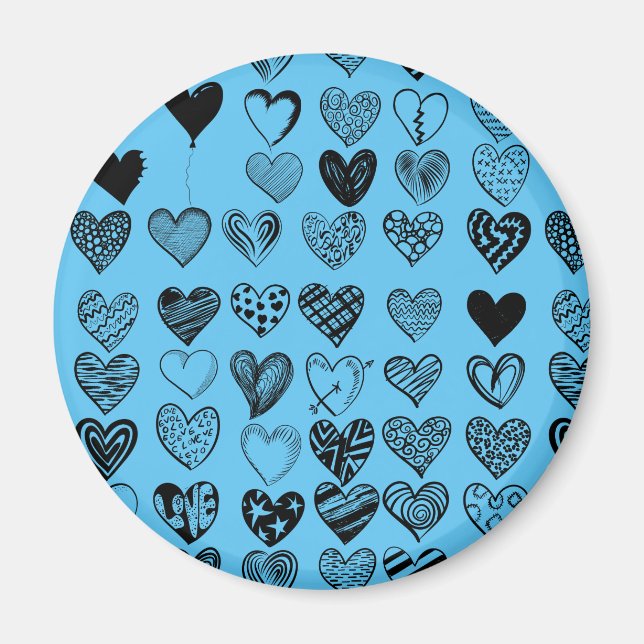 Adorable Black Heart Scribble Zeichnend Magnet (Vorne)