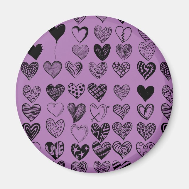 Adorable Black Heart Scribble Zeichnend Magnet (Vorne)