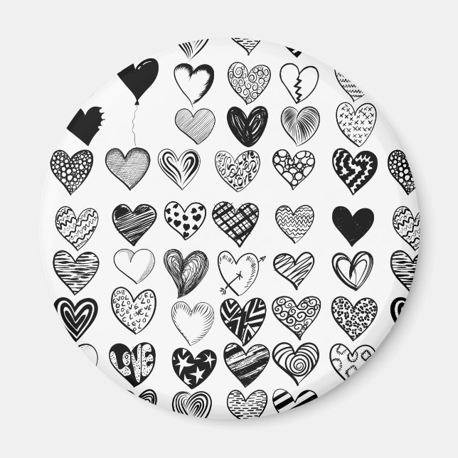 Adorable Black Heart Scribble Zeichnend Magnet (Vorne)