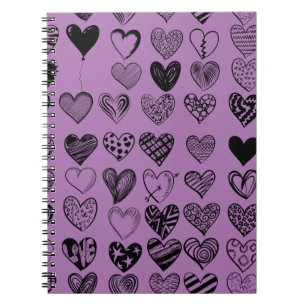 Adorable Black Heart Scribble Zeichnend Notebook Notizblock