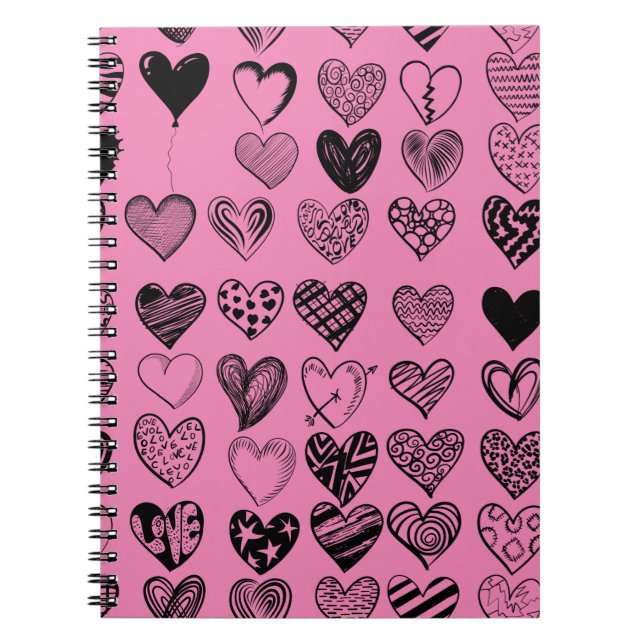 Adorable Black Heart Scribble Zeichnend Notebook Notizblock (Vorderseite)