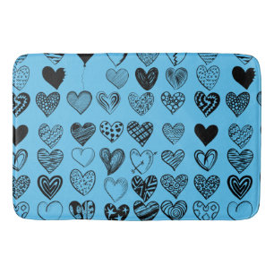 Adorable Black Heart Scribe Zeichne Bath Mat Badematte