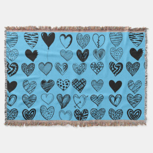 Adorable Black Heart Scribe Zeichne Throw Blanke Decke