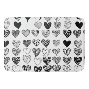 Adorable Black Heart Scribe Zeichnend Badematte