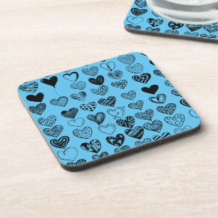 Adorable Black Heart Scribe Zeichnend Getränkeuntersetzer