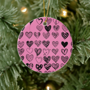 Adorable Black Heart Scribe Zeichnend Keramik Orna Ornament
