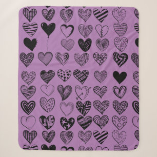 Adorable Black Heart Scribe Zeichnend Sherpa Blank Sherpadecke