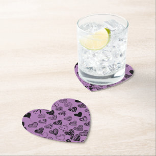Adorable Black Heart Scribe Zeichnend Square Paper Untersetzer