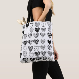 Adorable Black Heart Scribe Zeichnend Tasche