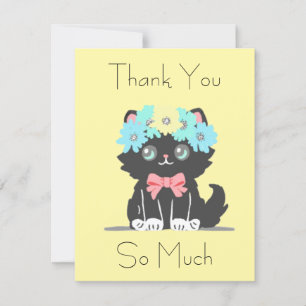 Adorable Black Kitty Flat Danke Karte