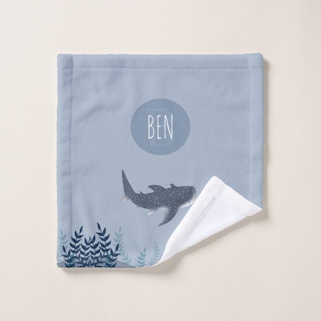 Adorable Blaue Jungen unter dem Meereswal Waschlappen (Waschlappen)