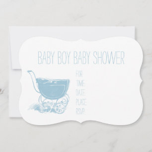 Adorable Blue Baby Boy Carriage Retro Baby Dusche Einladung