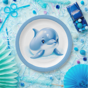 Adorable Blue Baby Dolphin Pappteller