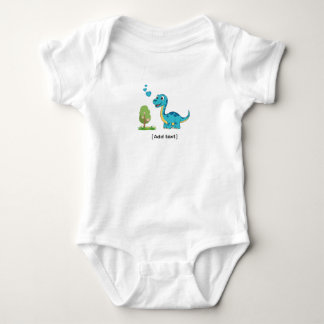 Adorable Blue Dinosaur with Hearts - Cute Brachios Baby Strampler