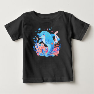 Adorable Blue Dolphin Baby Bodysuit Baby T-shirt