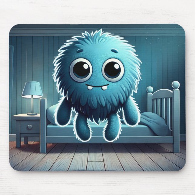 Adorable Blue Fluffy Creature Mousepad (Vorne)
