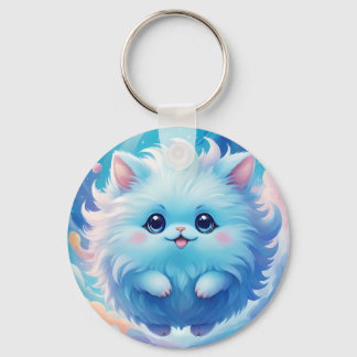 Adorable blue fluffy creature schlüsselanhänger