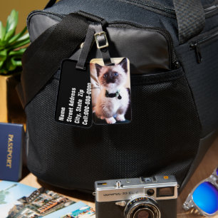 Adorable Blue Mit Augen Masked Kitten Foto Gepäckanhänger