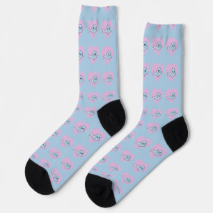 Adorable Blue Siegel mit einem rosa Herz Hintergru Socken