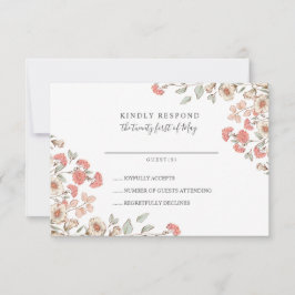 Adorable Blush Blume Hochzeit RSVP Karte