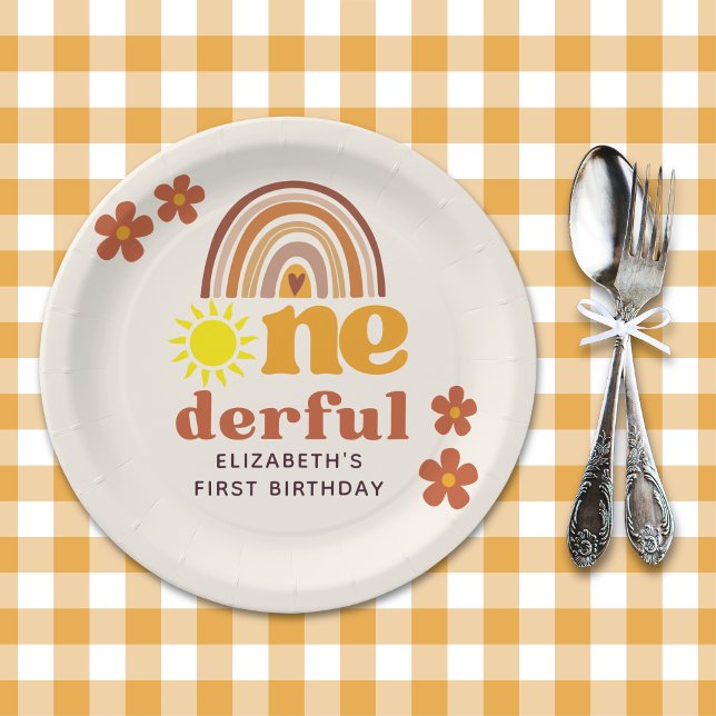 Adorable Boho-Inspired One Year Party Pappteller (Von Creator hochgeladen)