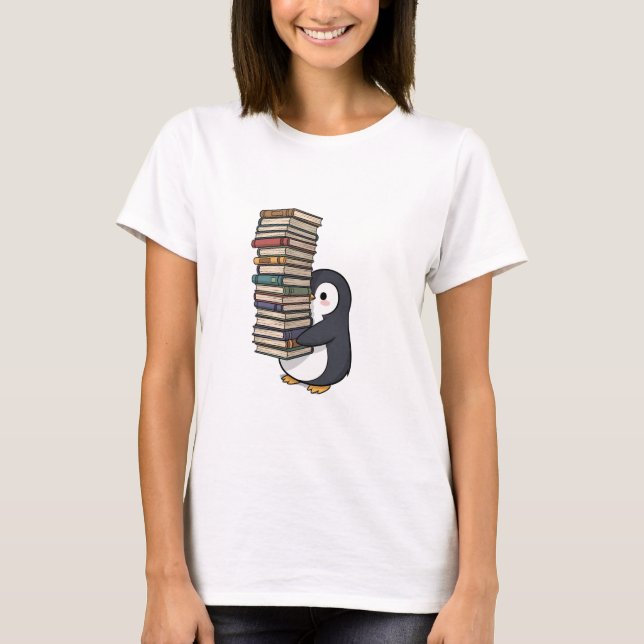Adorable Bookworm Penguin T-Shirt (Vorderseite)