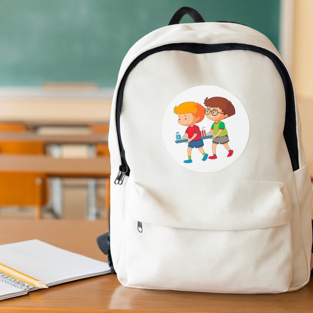 Adorable Boys, die Lebensmittel mitführen Runder Aufkleber (Von Creator hochgeladen)
