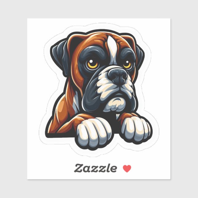 Adorable Brindle Boxer mit Paws Aufkleber (Blatt)