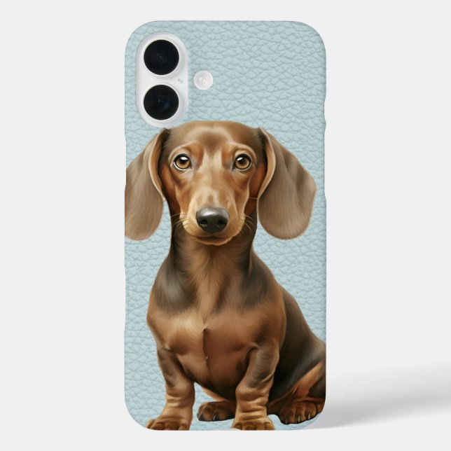 ADORABLE BROWN DACKEL PUPPY HUND iPhone 16 PLUS HÜLLE (Rückseite)