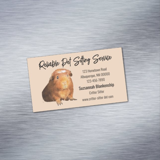 Adorable Brown Guinea Schweinefleisch Foto Sitzeck Magnetische Visitenkarte (Beispiel)