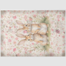 Adorable Brown Spring Hütte Bunnies Decoupage