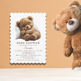 Adorable Brown Teddy Bear Sleeping Baby Dusche Einladung