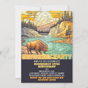 Adorable Buffle sauvage Invitations de fête d'anni