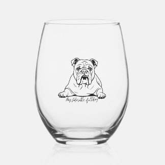 Adorable Bulldog Weinglas Ohne Stiel