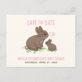 Adorable Bunnies Girl Babydusche Save the Date Ankündigungspostkarte