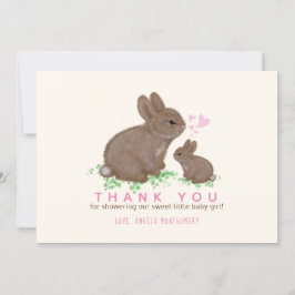Adorable Bunnies Hearts Girl Babydusche Danke